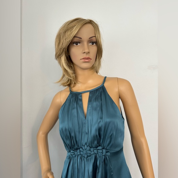 Ad:Hoc Women’s Teal Color Silky Dress Size Medium - Picture 4 of 9